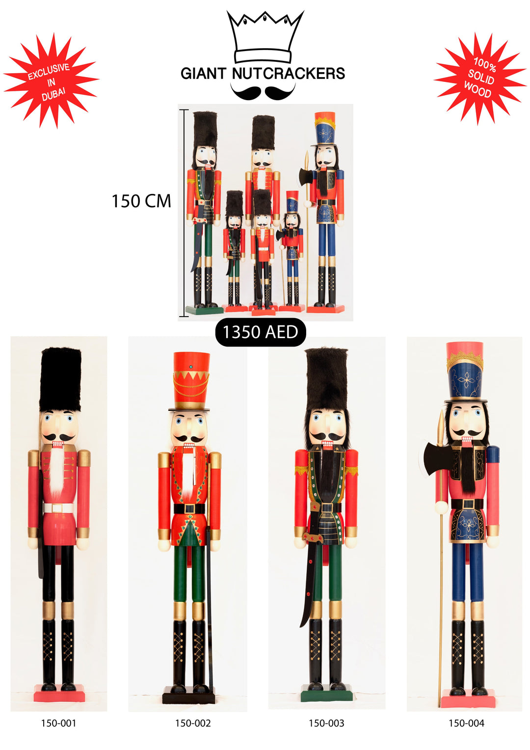 Giant Life Size Nutcracker - 100% solid wood - BigStuff.ae