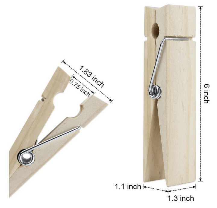 Giant Wooden Clothes Pins / Clips (pack of 10pcs) - BigStuff.ae